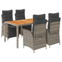 Set da Pranzo da Giardino 5 pz con Cuscini in Polyrattan Grigio 3213346