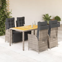 Set da Pranzo da Giardino 5 pz con Cuscini in Polyrattan Grigio 3213346
