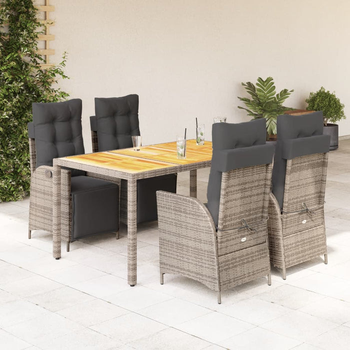 Set da Pranzo da Giardino 5 pz con Cuscini in Polyrattan Grigio 3213346