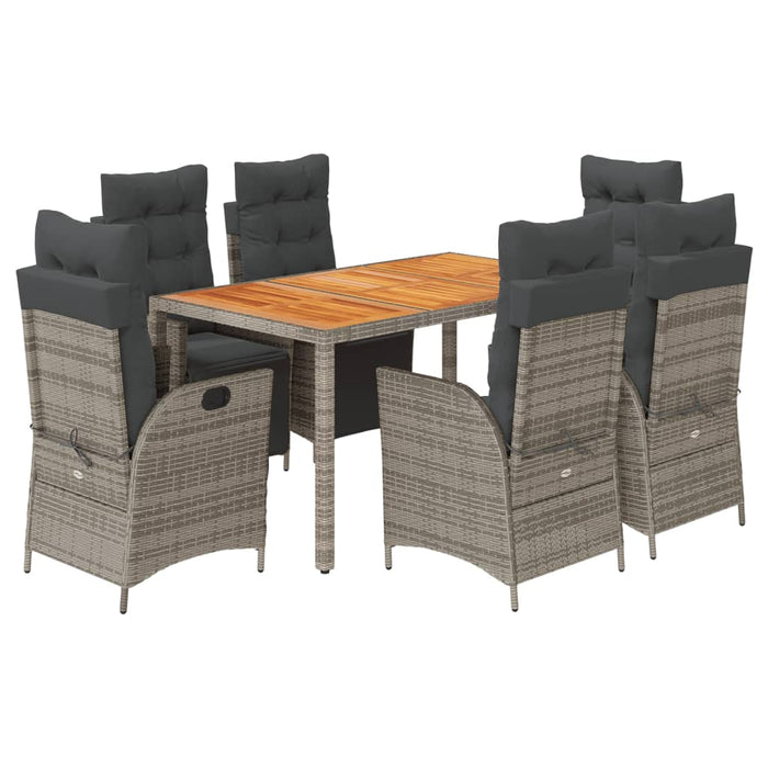 Set da Pranzo da Giardino 7 pz con Cuscini in Polyrattan Grigio 3213347
