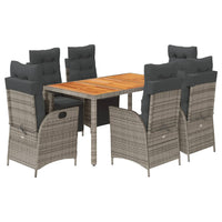 Set da Pranzo da Giardino 7 pz con Cuscini in Polyrattan Grigio 3213347