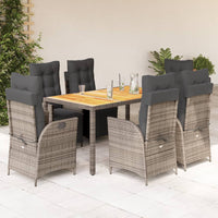 Set da Pranzo da Giardino 7 pz con Cuscini in Polyrattan Grigio 3213347