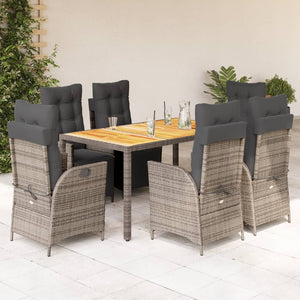 Set da Pranzo da Giardino 7 pz con Cuscini in Polyrattan Grigio 3213347