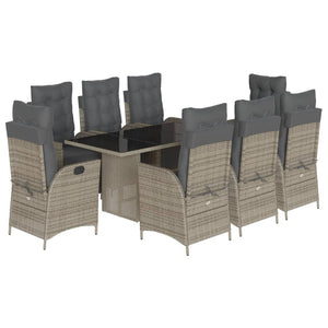 Set da Pranzo da Giardino 9 pz con Cuscini in Polyrattan Grigio 3213357