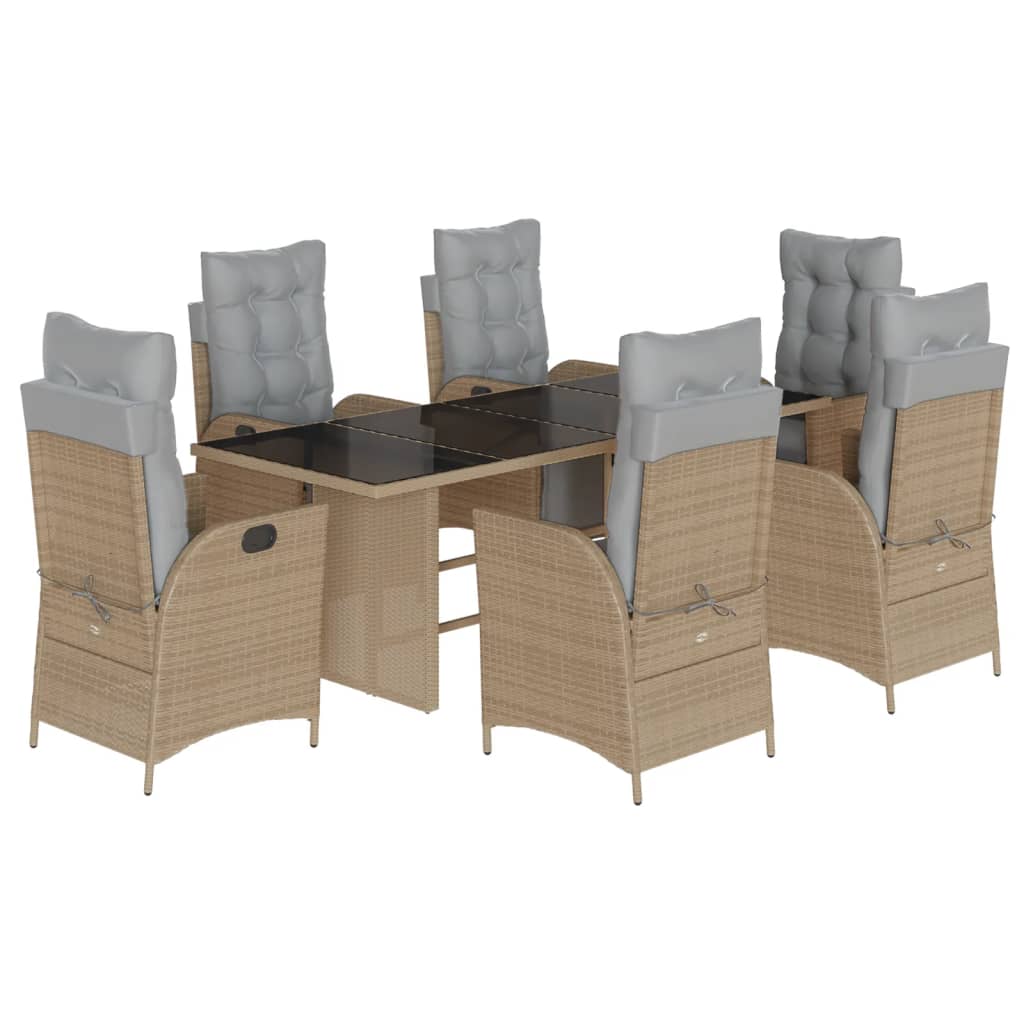 Set Pranzo da Giardino 7 pz con Cuscini Beige Misto Polyrattan 3213360