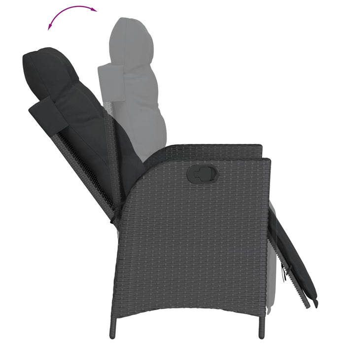 Set da Pranzo da Giardino 9 pz con Cuscini Nero in Polyrattan 3213369