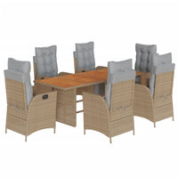 Set Pranzo da Giardino 7 pz con Cuscini Beige Misto Polyrattan 3213374