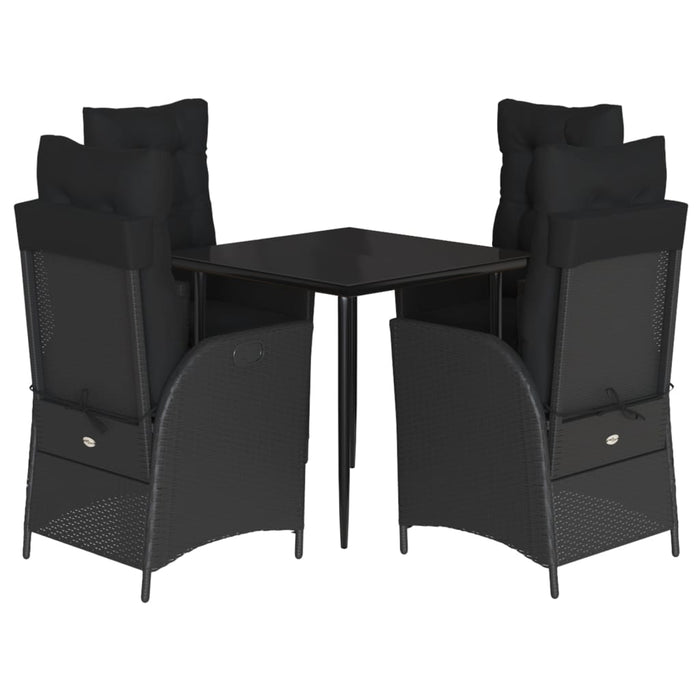 Set da Pranzo da Giardino 5 pz Nero con Cuscini in Polyrattan 3213393