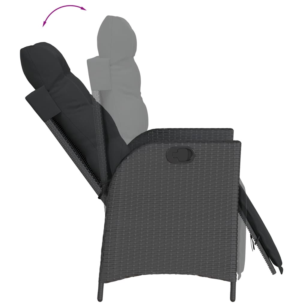 Set da Pranzo da Giardino 5 pz Nero con Cuscini in Polyrattan 3213393