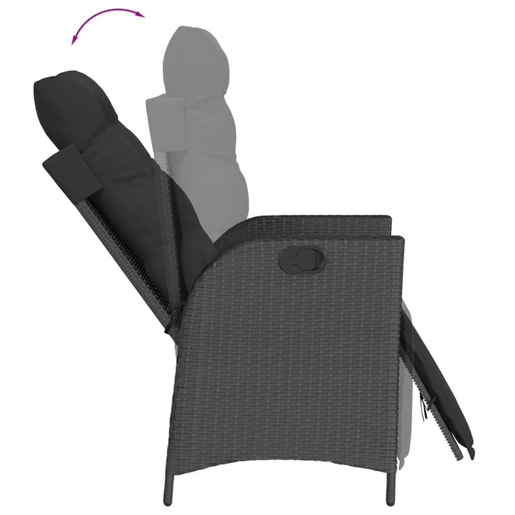 Set da Pranzo da Giardino 5 pz Nero con Cuscini in Polyrattan 3213394