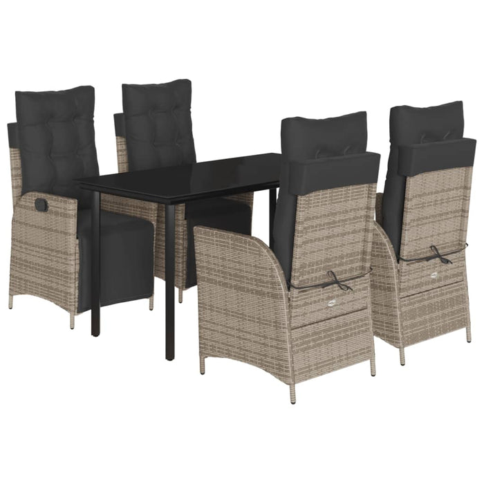 Set da Pranzo da Giardino 5 pz con Cuscini in Polyrattan Grigio 3213429
