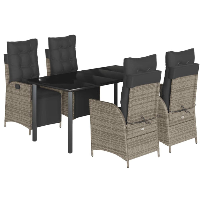 Set da Pranzo da Giardino 5 pz con Cuscini in Polyrattan Grigio 3213430