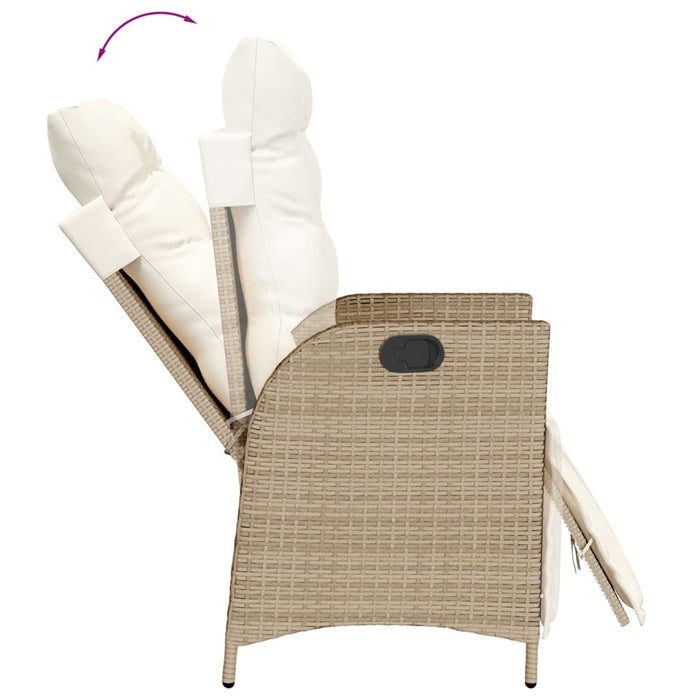 Set da Pranzo da Giardino 7 pz con Cuscini Beige in Polyrattan 3213445