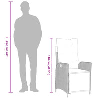 Set Pranzo da Giardino 3pz con Cuscini Grigio Chiaro Polyrattan 3213469