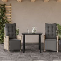 Set Pranzo da Giardino 3pz con Cuscini Grigio Chiaro Polyrattan 3213469