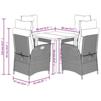 Set Pranzo da Giardino 5pz con Cuscini Grigio Chiaro Polyrattan 3213470