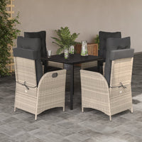 Set Pranzo da Giardino 5pz con Cuscini Grigio Chiaro Polyrattan 3213470