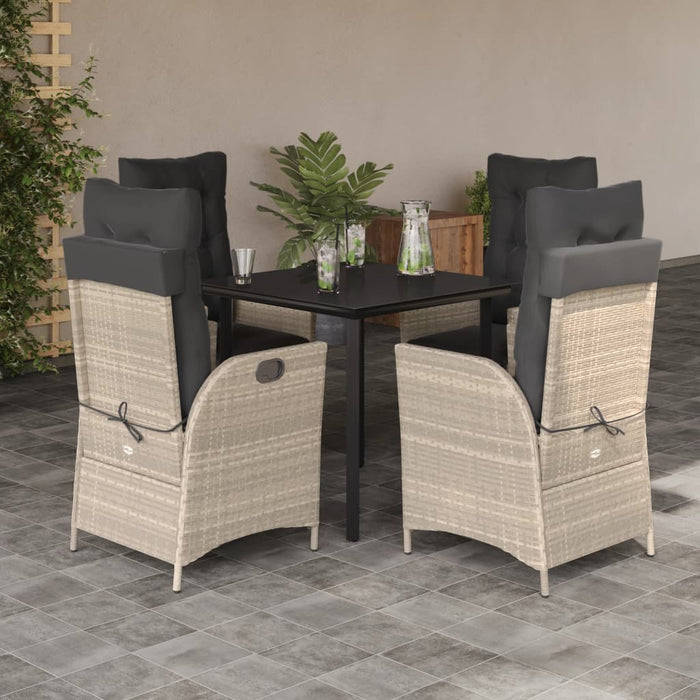 Set Pranzo da Giardino 5pz con Cuscini Grigio Chiaro Polyrattan 3213470