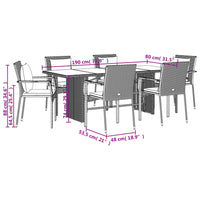 Set da Pranzo da Giardino 7 pz con Cuscini in Polyrattan Grigio 3213492
