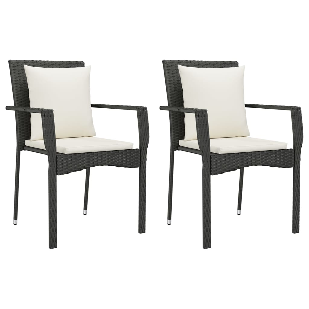 Set da Pranzo da Giardino 9 pz con Cuscini Nero in Polyrattan 3213499