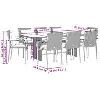 Set da Pranzo da Giardino 9 pz con Cuscini in Polyrattan Grigio 3213501