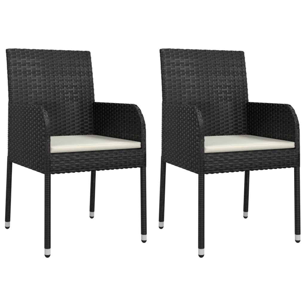 Set da Pranzo da Giardino 9 pz con Cuscini Nero in Polyrattan 3213507