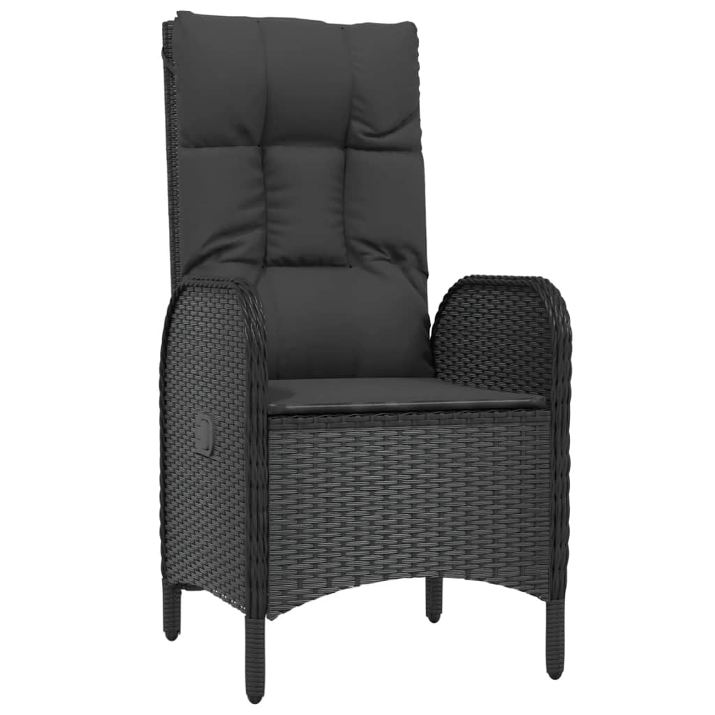 Set da Pranzo da Giardino 9 pz con Cuscini Nero in Polyrattan 3213526