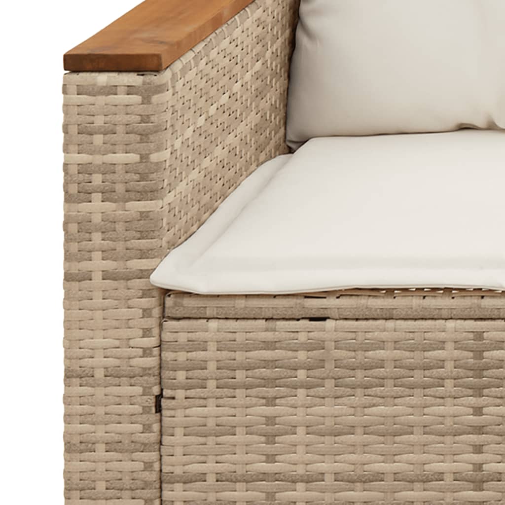 Set Divano da Giardino 5 pz con Cuscini Beige Polyrattan Acacia