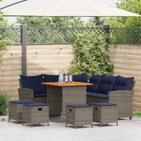 vidaXL Set Divani da Giardino 6 pz con Cuscini a Forma di L Polyrattan