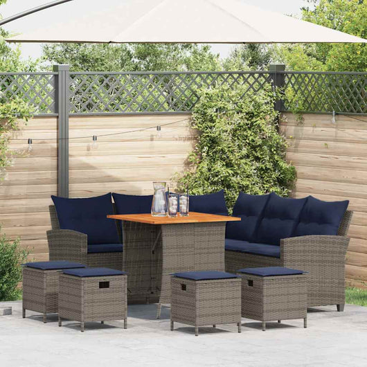 vidaXL Set Divani da Giardino 6 pz con Cuscini a Forma di L Polyrattan