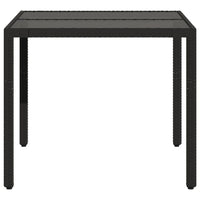 Tavolo da Giardino Piano in Vetro Nero 90x90x75 cm Polyrattan