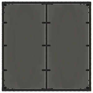 Tavolo da Giardino Piano in Vetro Nero 90x90x75 cm Polyrattan