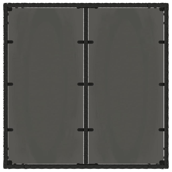 Tavolo da Giardino Piano in Vetro Nero 90x90x75 cm Polyrattan