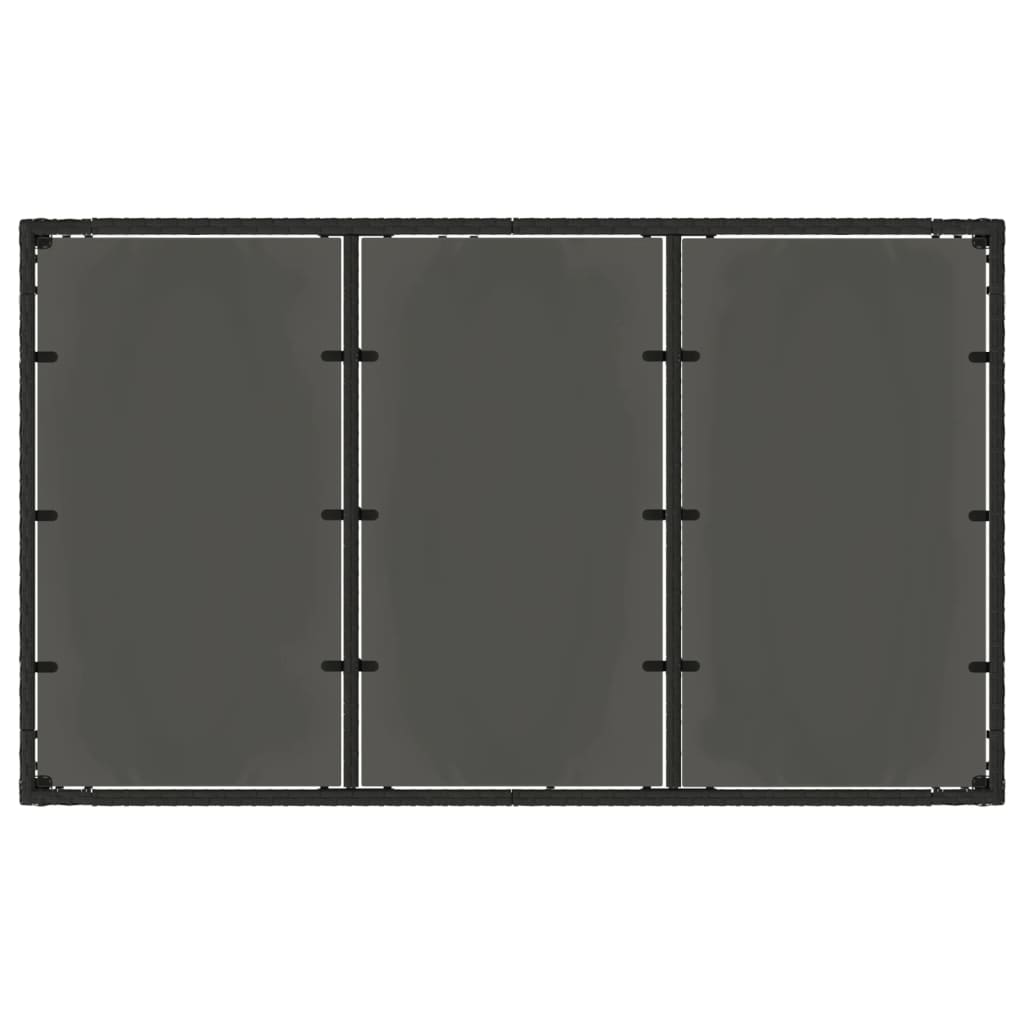Tavolo da Giardino Piano in Vetro Nero 150x90x75 cm Polyrattan