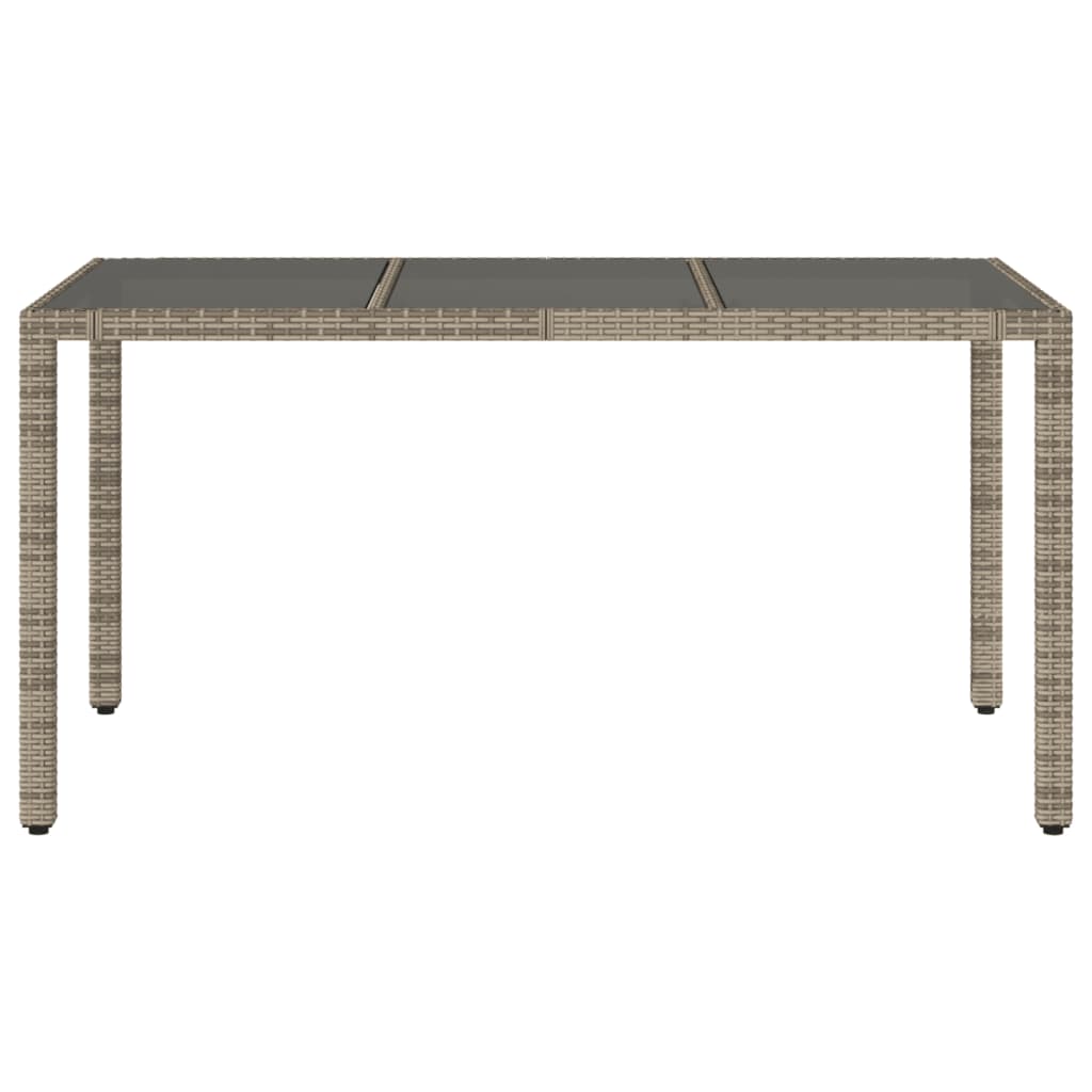 Tavolo da Giardino Piano in Vetro Grigio 150x90x75cm Polyrattan 365591