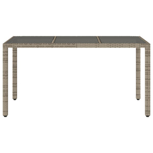 Tavolo da Giardino Piano in Vetro Grigio 150x90x75cm Polyrattan 365591