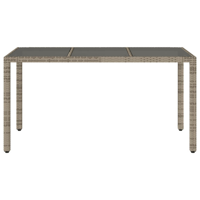 Tavolo da Giardino Piano in Vetro Grigio 150x90x75cm Polyrattan 365591
