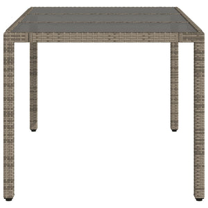 Tavolo da Giardino Piano in Vetro Grigio 150x90x75cm Polyrattan 365591