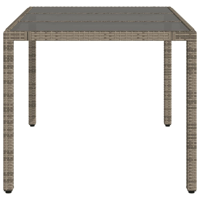 Tavolo da Giardino Piano in Vetro Grigio 150x90x75cm Polyrattan 365591
