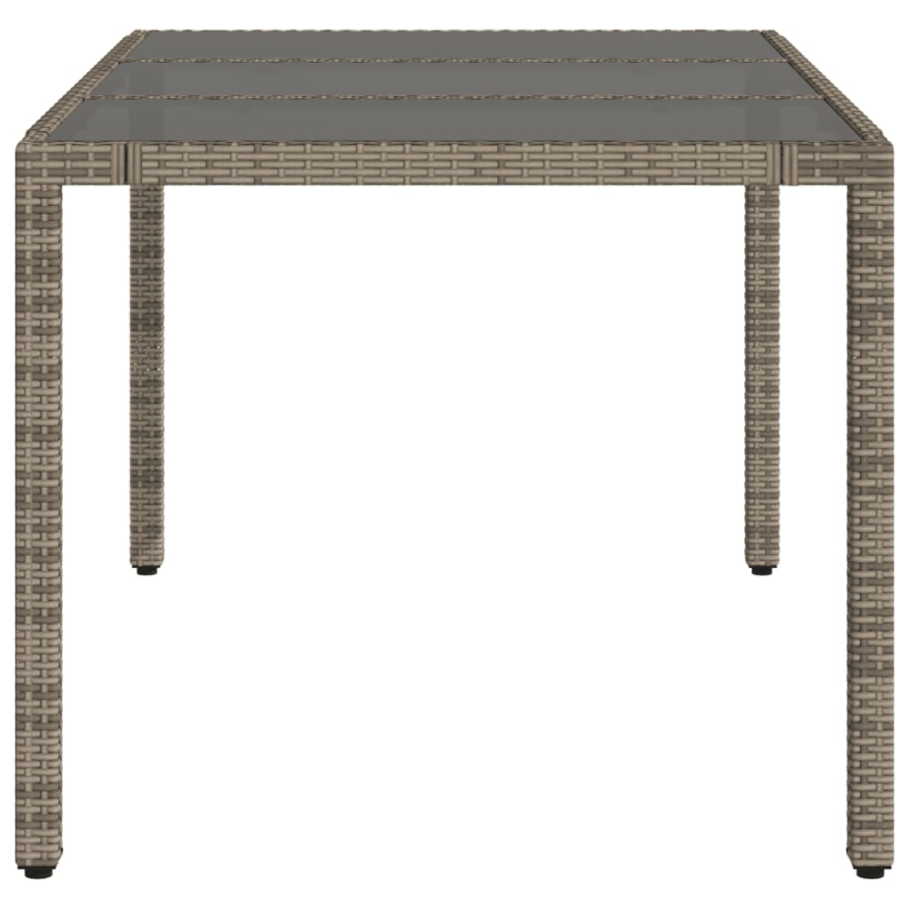 Tavolo da Giardino Piano in Vetro Grigio 150x90x75cm Polyrattan 365591