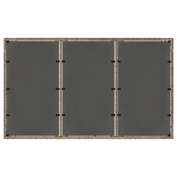 Tavolo da Giardino Piano in Vetro Grigio 150x90x75cm Polyrattan 365591