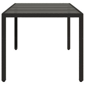 Tavolo da Giardino Piano in Vetro Nero 190x90x75 cm Polyrattan 365592