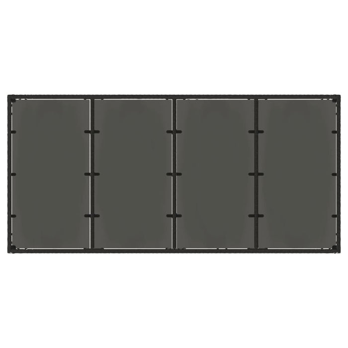 Tavolo da Giardino Piano in Vetro Nero 190x90x75 cm Polyrattan