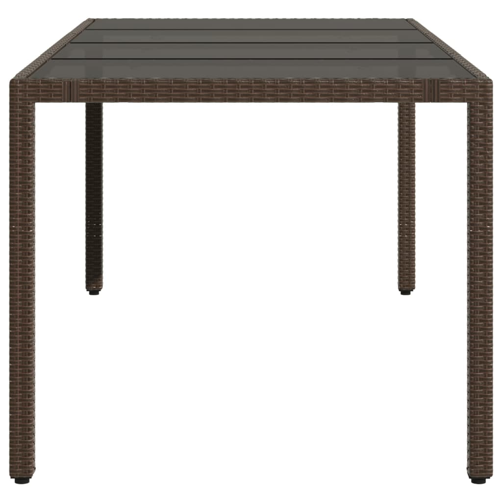 Tavolo Giardino Piano in Vetro Marrone 190x90x75 cm Polyrattan 365593