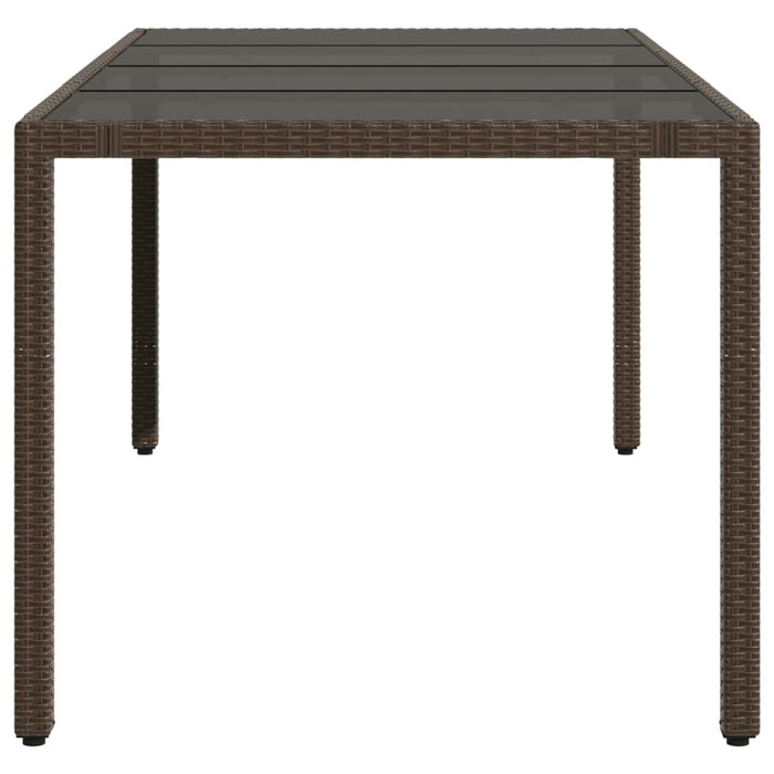 Tavolo Giardino Piano in Vetro Marrone 190x90x75 cm Polyrattan 365593