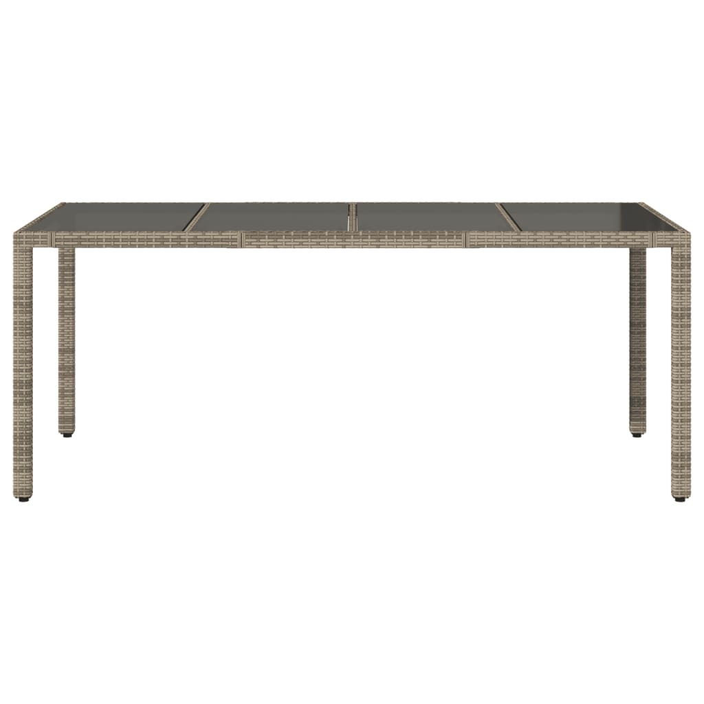 Tavolo da Giardino Piano in Vetro Grigio 190x90x75cm Polyrattan