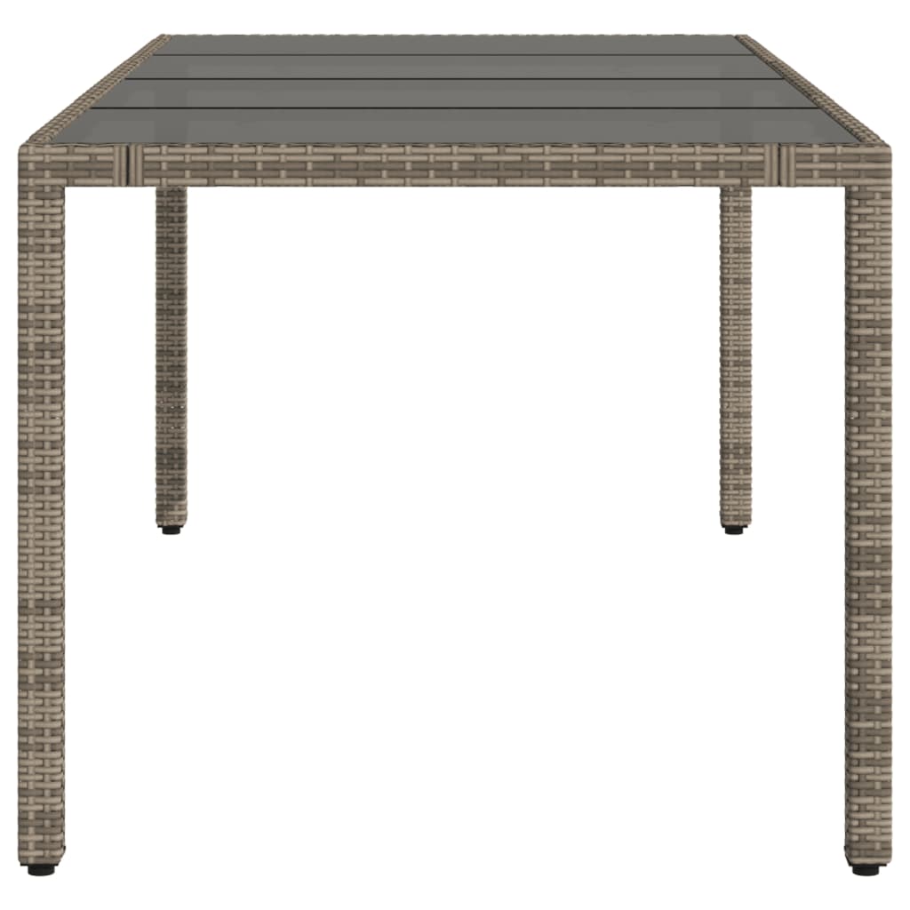 Tavolo da Giardino Piano in Vetro Grigio 190x90x75cm Polyrattan 365594