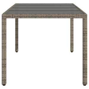 Tavolo da Giardino Piano in Vetro Grigio 190x90x75cm Polyrattan 365594
