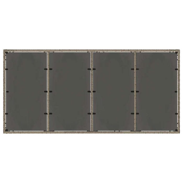 Tavolo da Giardino Piano in Vetro Grigio 190x90x75cm Polyrattan 365594