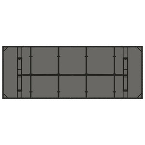 Tavolo da Giardino Piano in Vetro Nero 240x90x75 cm Polyrattan